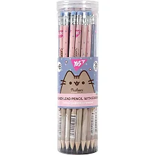 Карандаш Yes ч/гр круг. из ласт. в пл. тубе, 36шт/уп "Pusheen" 2 диз. микс 280685 (Кнц6324)