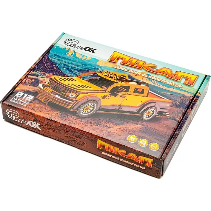 Деревянный конструктор "Пикап" 212 дет. Puz-00931 р.28,5*12*11 см PuzzleOK (Дер9931)