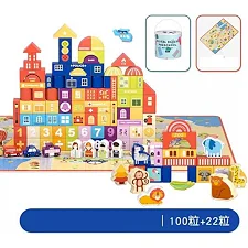 Конструктор C 74301 (12) 122 элемента, деревянные, мешочек для хранения, пазлы, в ведре