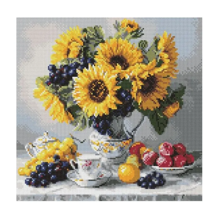 Алмазна мозаїка "Соняшники з виноградом" 40x40см