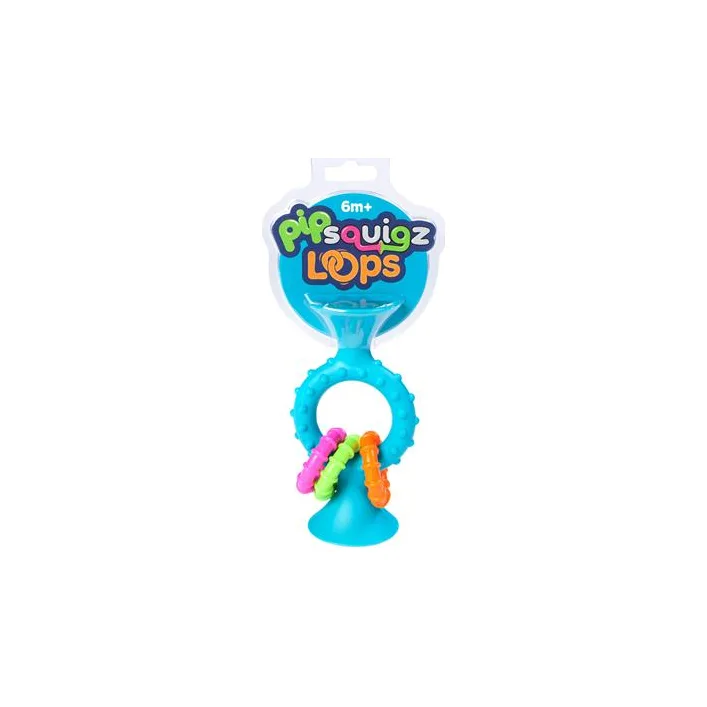 Прорезыватель-погремушка на присосках Fat Brain Toys pipSquigz Loops бирюзовый (FA166-1)