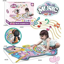 Музыкальный коврик YYD-07 (60) 2 в 1, пианино, барабаны, музыка, музыкальные инструменты, смена громкости, на батарейках, запись, в коробке