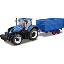 Автомодель BBURAGO серии Farm - ТРАКТОР NEW HOLLAND с прицепом 18-44067 (Маш0672)