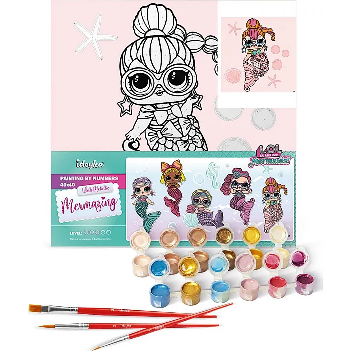 Набір для розпису по номерах для дітей "L.O.L. Surprise! Mermaids Neon QT" 40х40 см. KHO6264 (Нас5261)