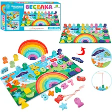 Деревянная игрушка Центр развивающий MD 1647 рыбалка, цифры, слова рус/рус