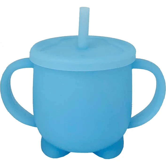 Силиконовая чашка-поилка с крышкой MGZ-0302(Blue) 200 мл