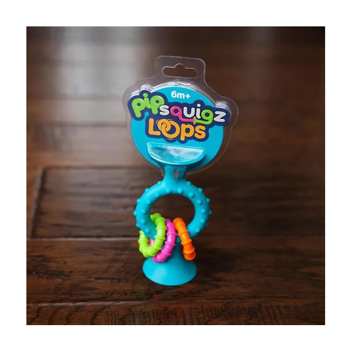 Прорезыватель-погремушка на присосках Fat Brain Toys pipSquigz Loops бирюзовый (FA166-1)