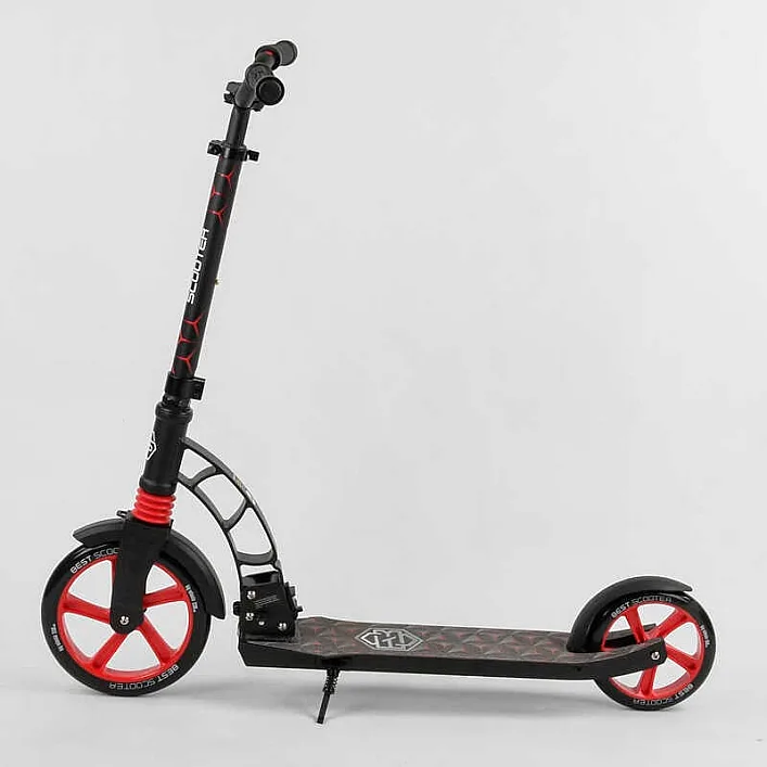 Самокат двухколесный "Best Scooter" 61711 (2) колеса PU, d переднего колеса - 230мм, d заднего колеса - 180мм, 1 амортизатор, в коробке