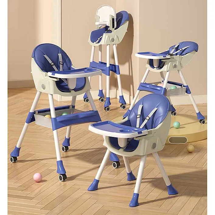 Стульчик для кормления Toti FR- 20516 (1) стальная конструкция, материал ткани PU, съемный столик, опускная спинка, 4 колеса, в коробке