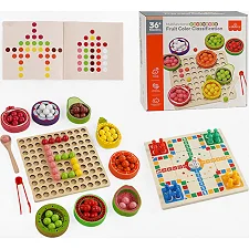 Логическая игра C 66200 (24) деревянная, сортер, шарики, ложка, пинцет, игра, в коробке