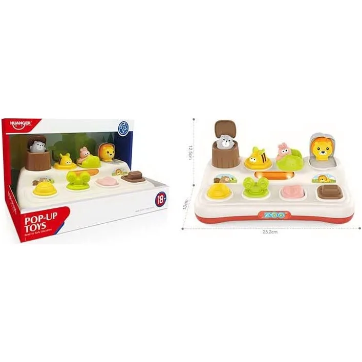 Логическая игра HE 8087 (24) на батарейках, звуки, мелодия, подсветка, животные, движущиеся элементы в коробке