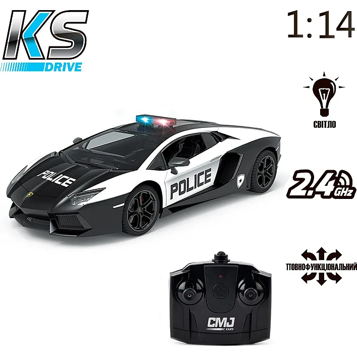 Автомобиль KS DRIVE на р/к - LAMBORGHINI AVENTADOR POLICE (1:14, 2.4Ghz) 114GLPCWB KS DRIVE (Маш3414)