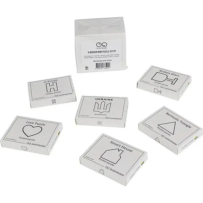 Набір дерев'яних головоломок "Wooden mini puzzle set #2" set2en 6 штук