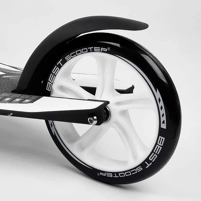 Самокат двухколесный Best Scooter 75343 (4) колеса PU - переднее 23 см, заднее - 20 см, 1 амортизатор, широкий руль, зажим руля, в коробке