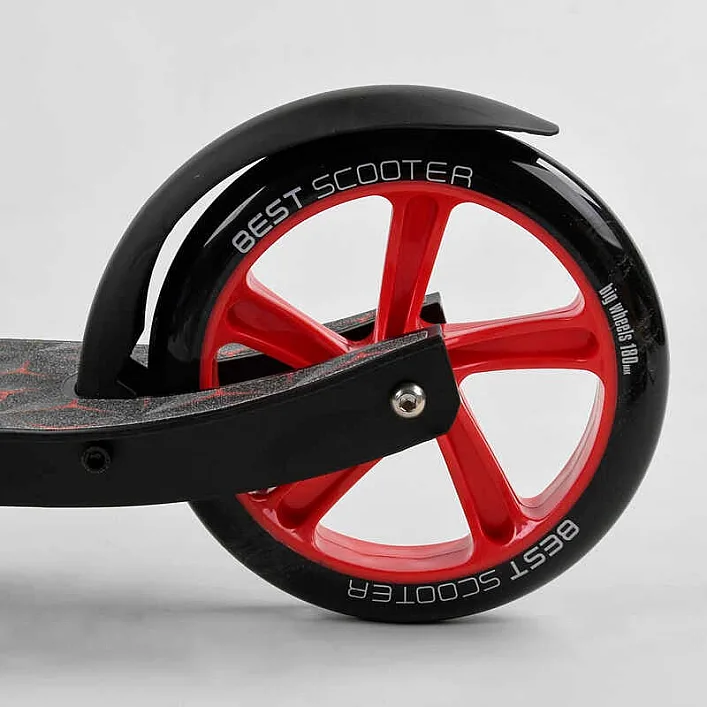 Самокат двухколесный "Best Scooter" 61711 (2) колеса PU, d переднего колеса - 230мм, d заднего колеса - 180мм, 1 амортизатор, в коробке