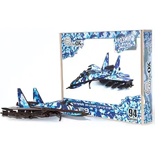 Деревянный 3D конструктор "Миг 29" 94 дет. Арт-00654 г. 34*23 см PuzzleOk (Дер0654)