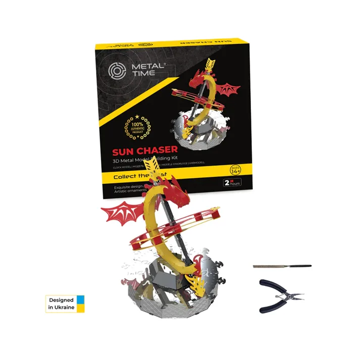 Коллекционная модель-конструктор Metal Time Sun Chaser Dragon Stand Clock Солнечные часы (MT025)