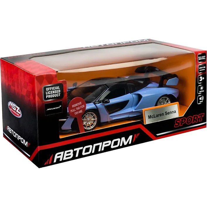 Машина металева, 1:32 Mclaren Senna (світло, звук, коробка 18*9*8 см)