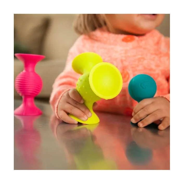 Набор сенсорных погремушек на присосках Fat Brain Toys pipSquigz 3 шт. (F089ML)