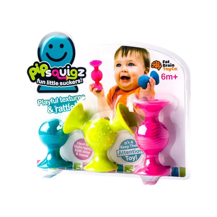 Набор сенсорных погремушек на присосках Fat Brain Toys pipSquigz 3 шт. (F089ML)