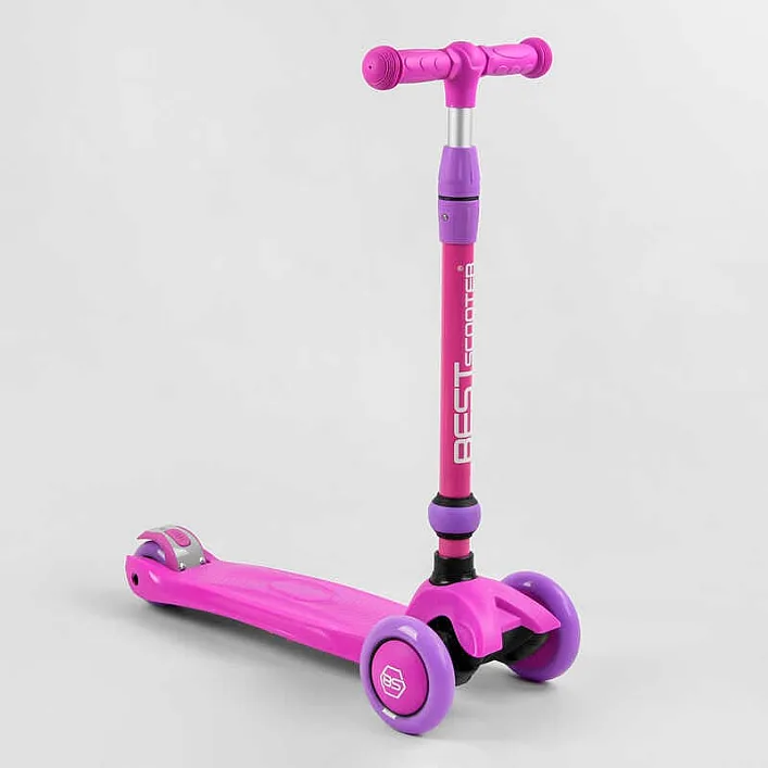 Самокат-велобег 3в1 трехколесный BS-26566 (4) Best Scooter, 3 колеса PU со светом, сидение, амортизаторы, родительская ручка