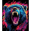 Картина по номерам на черном фоне "Ярость медведя" 30х40
