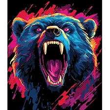 Картина по номерам на черном фоне "Ярость медведя" 30х40