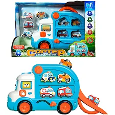 Сортер-мандрівник 66648 (16) "WToys", ОЗВУЧУВАННЯ УКРАЇНСЬКОЮ МОВОЮ, підсвічування, казки, пісні, віршики, знімні машинки, запускач, в коробці