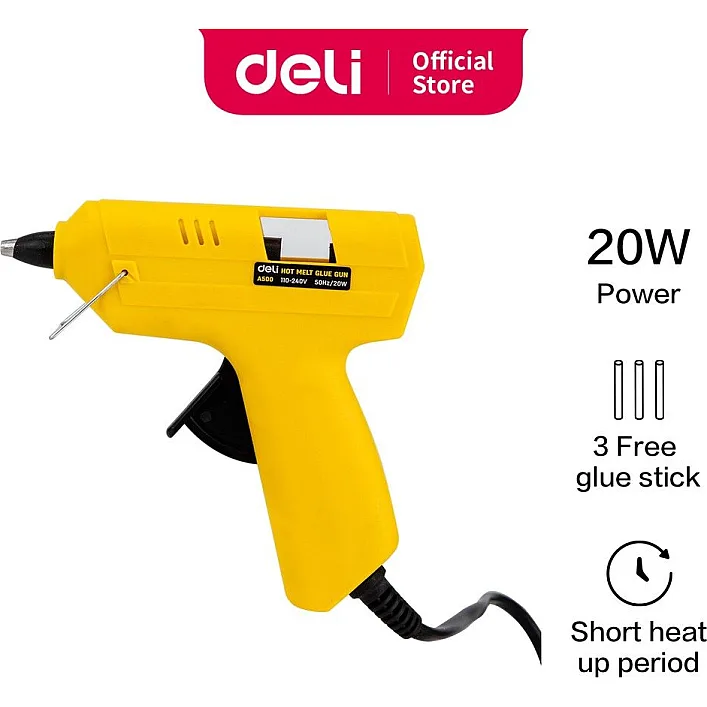 Пистолет для клея Deli ЕА50061 желт 7мм 20W+ 3стержня