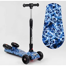 Самокат "Best Scooter" MAXI" 46189 с парогенератором (4) МУЗЫКА, ДЫМ, ТУРБИНЫ, пластмассовый, колеса PU 120х40мм, складной алюминиевый руль, в коробке