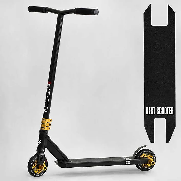 Самокат трюковый N- 01801 "Best Scooter" (2) "HOP", HIC-система, ПЕГИ, алюминиевый диск и дека, колёса PU, d=120мм, ширина руля 58 см