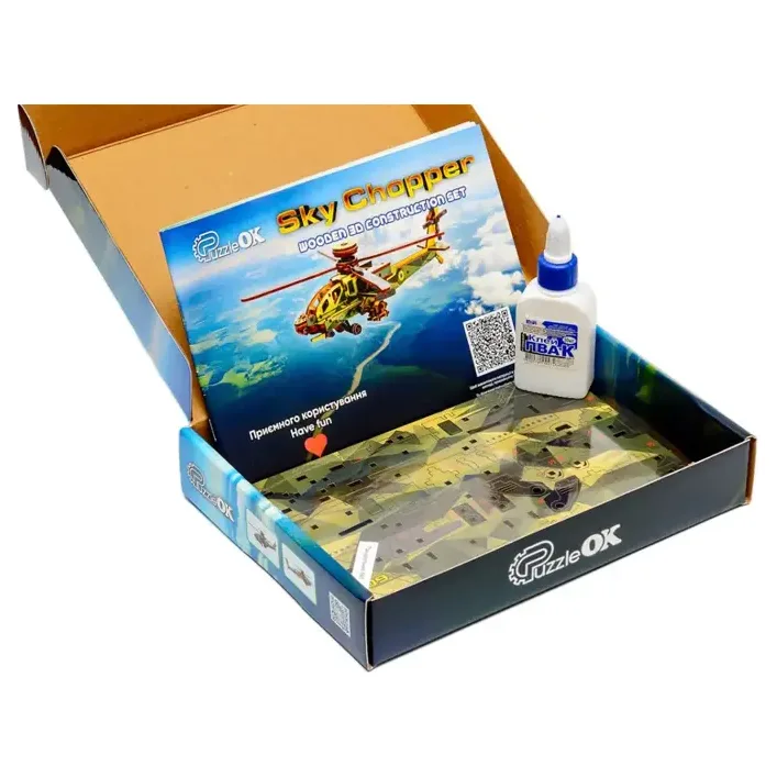 Дерев'яний 3D конструктор Sky Chopper Puz-00954 PuzzleOk (Дер9825)