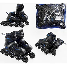 Ролики 91070-L /размер 39-43/ цвет – СИНИЙ (6) колеса PU, стелька 24-28 см, ПЕРЕДНЕЕ КОЛЕСО СВЕТ, d – 6.5 см, в сумке