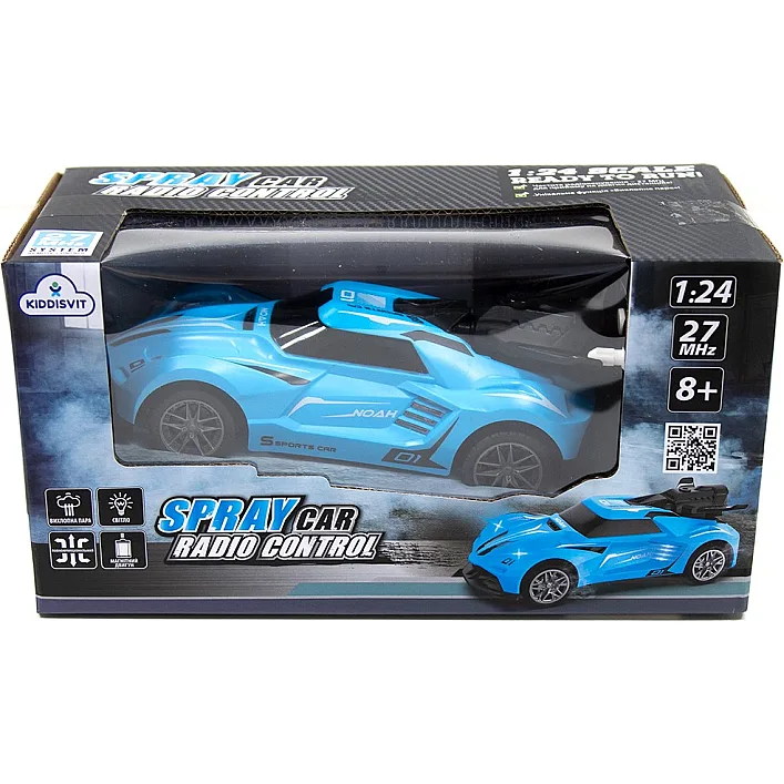 Автомобиль Spray Car на р/у – Sport (голубой, 1:24, свет, функция туман)