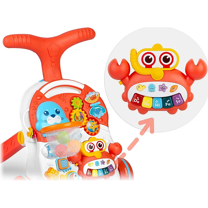 Каталка 2-в-1 интерактивная Ricokids бело-красная