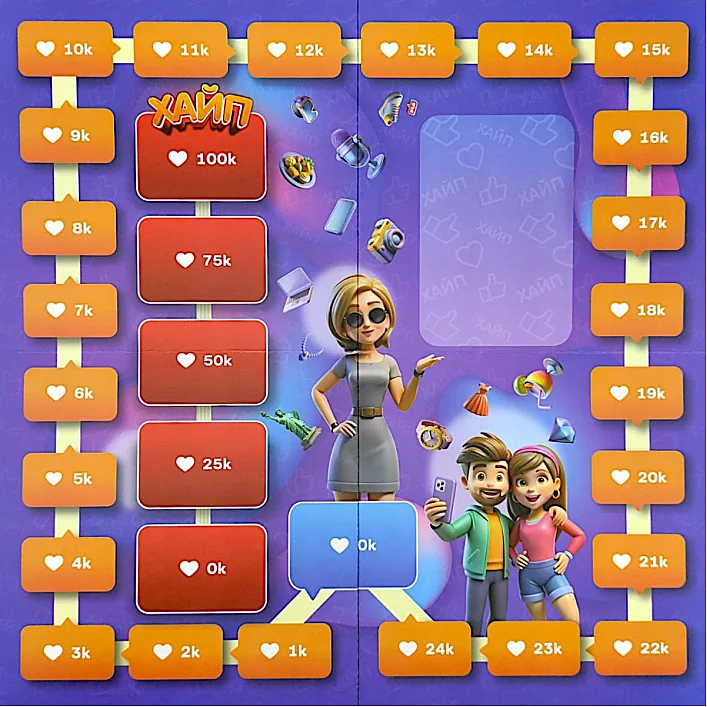 Настольная игра "ХАЙП. Битва за популярность" QB701-007 г.31*31*5,5см qbee (Нас0000)