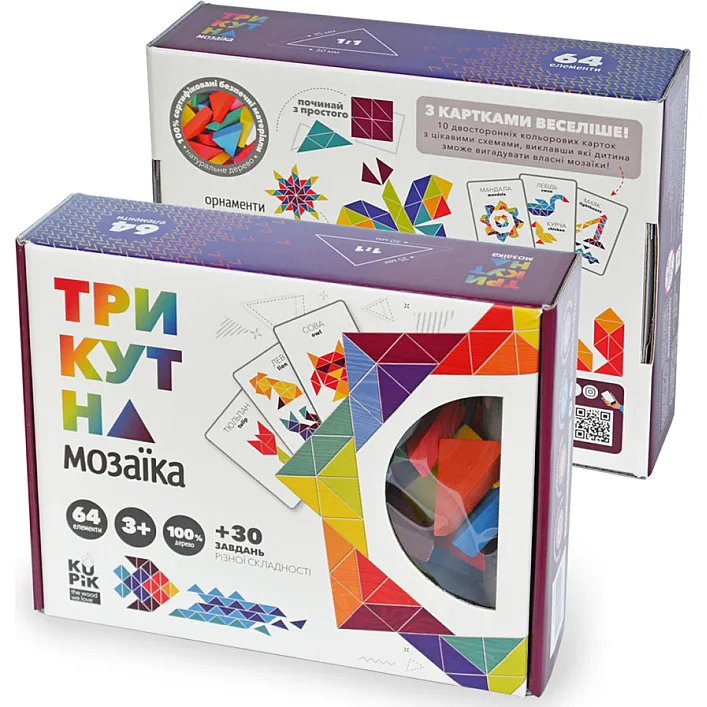 Дерев'яна розвиваюча гра "Трикутна мозаїка" 64 дет. 900194 IGROTECO (Дер9494)