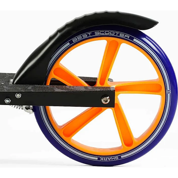 Самокат двухколесный "Best Scooter" SH-10042(4) "SHARK", с ручным тормозом, зажим руля, колеса PU - 20 см, 1 амортизатор, в коробке