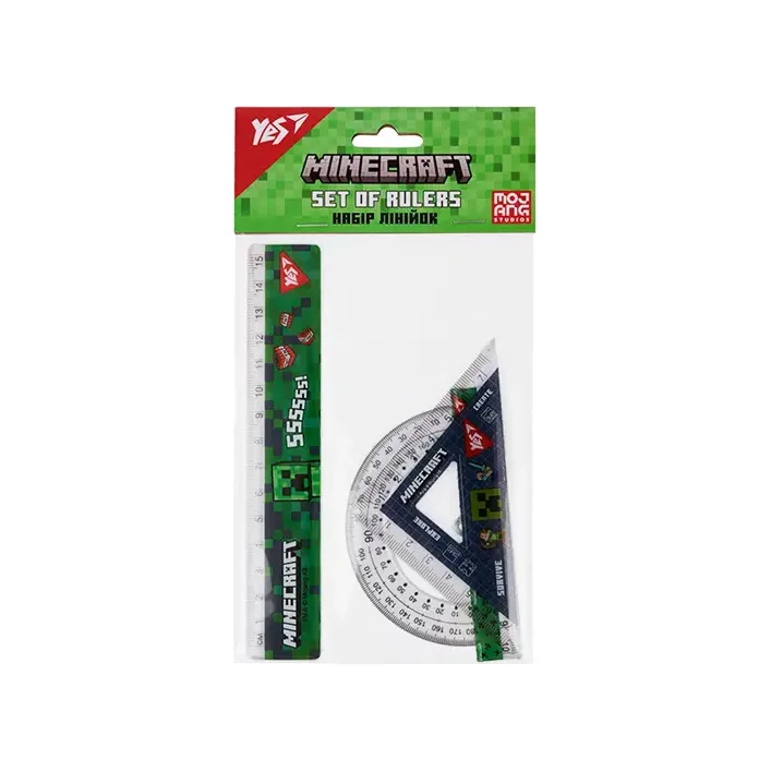 Набір лінійок Yes (3 предмети) "Minecraft", лінійка 15 см 370687 (Кнц5619)