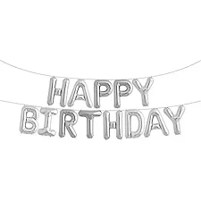 Надпись ''Happy Birthday'' серебряный 16'' (40см) (Дер1111)