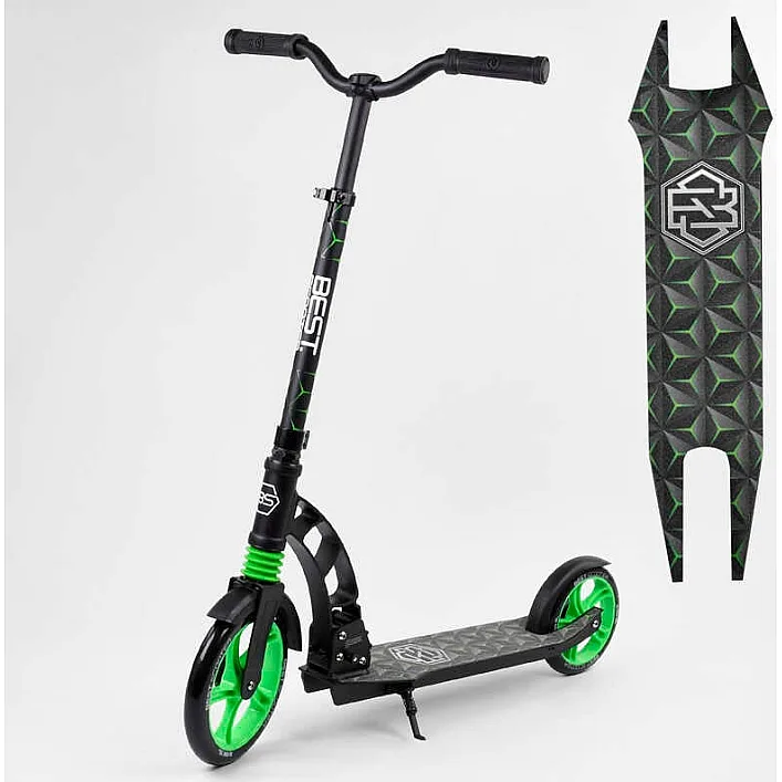 Самокат двухколесный "Best Scooter" 62798 (2) колеса PU, d переднего колеса - 230мм, d заднего колеса - 180мм, 1 амортизатор передний, в коробке