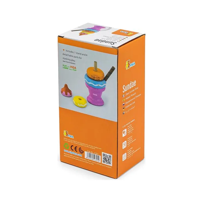 Дерев'яна пірамідка Viga Toys Морозиво рожевий (51321)