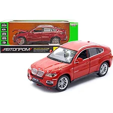 Машина металлическая 68250A "Автопром" 1:24 BMW X6 2 цвета, на батарейки, свет, звук, открывающаяся дверь, капот, багажник, в коробке 24,5*12*10 см (Маш8250)