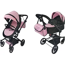 Тележка для куклы 2в1 CARRELLO FORTUNA 9695 PINK с сумкой металлическая, коробка 60*38*17 см (Дев9695)