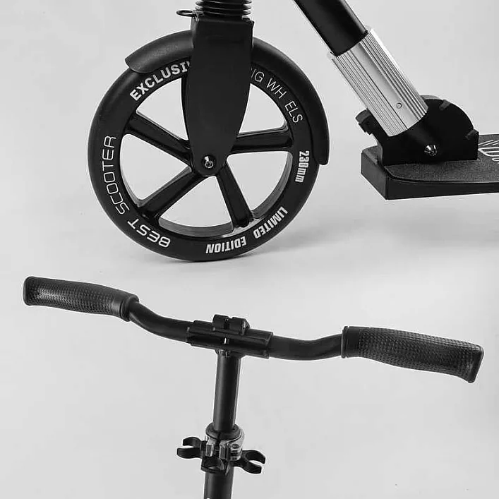 Самокат алюминиевый "Best Scooter" 41629 (2) колеса PU, d переднего колеса - 230мм, d заднего колеса - 215мм, 1 амортизатор передний, в коробке