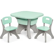 Детский столик с двумя стульями NEW TABLE-5 бежево-мятный