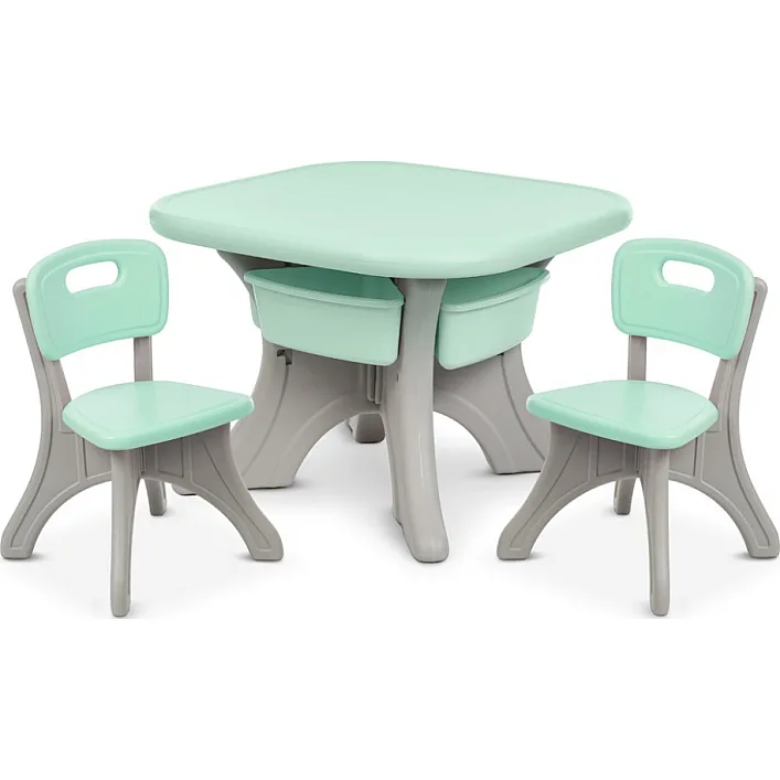 Детский столик с двумя стульями NEW TABLE-5 бежево-мятный