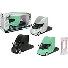 Машина металева AP7731 1:24 Tesla semi truck head, батарейка, світло, звук, відкриваються двері, кор
