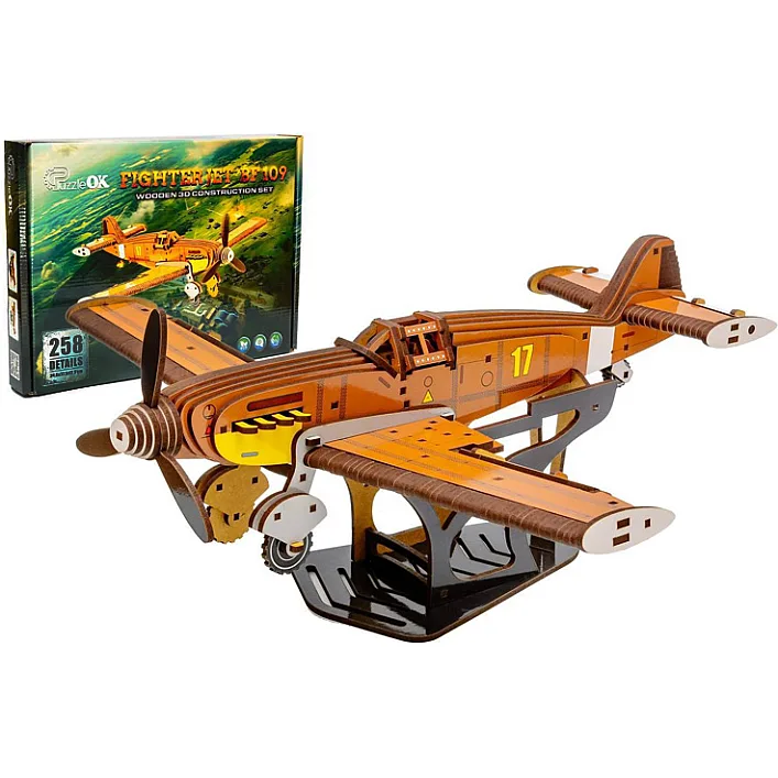 Деревянный 3D конструктор "Истребитель Bf 109" 258 дет. Puz-00942 г. 34.6*37.5*17.5см PuzzleOK (Дер3942)