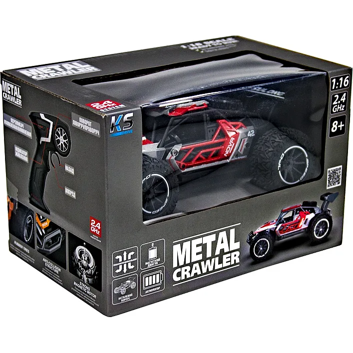 Автомобиль METAL CRAWLER с р/у - NOVA (серо-красный, металл. корпус, акум.3,7V, 1:16) (Маш8315)